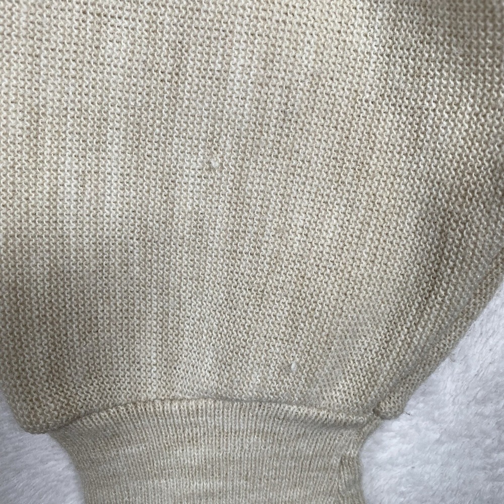 VTG IZOD Cardigan Sweater Men's Large Beige Eclectic Grandpa 90s USA Crest - Picture 8 of 8